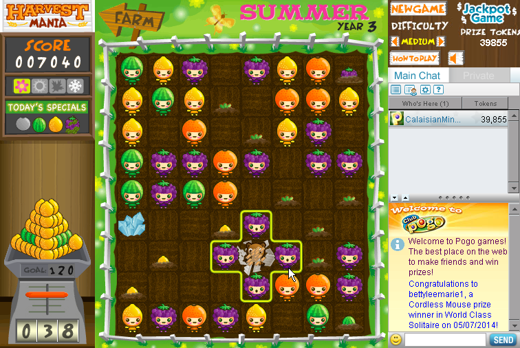 Harvest Mania (Browser) screenshot: This is how a power-up is activated.