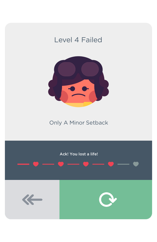 TwoDots (Android) screenshot: Failing to complete a level in time results in losing a life and the necessity to start it over