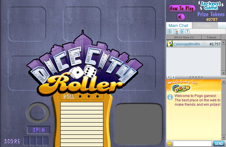 Dice City Roller (Browser) screenshot: Title screen.