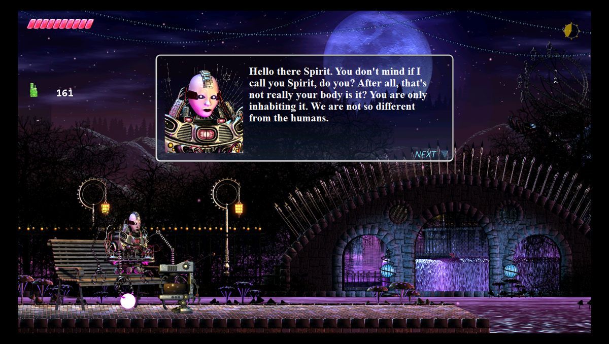 The Desolate Hope (Windows) screenshot: Mirad's avatar in her simulation