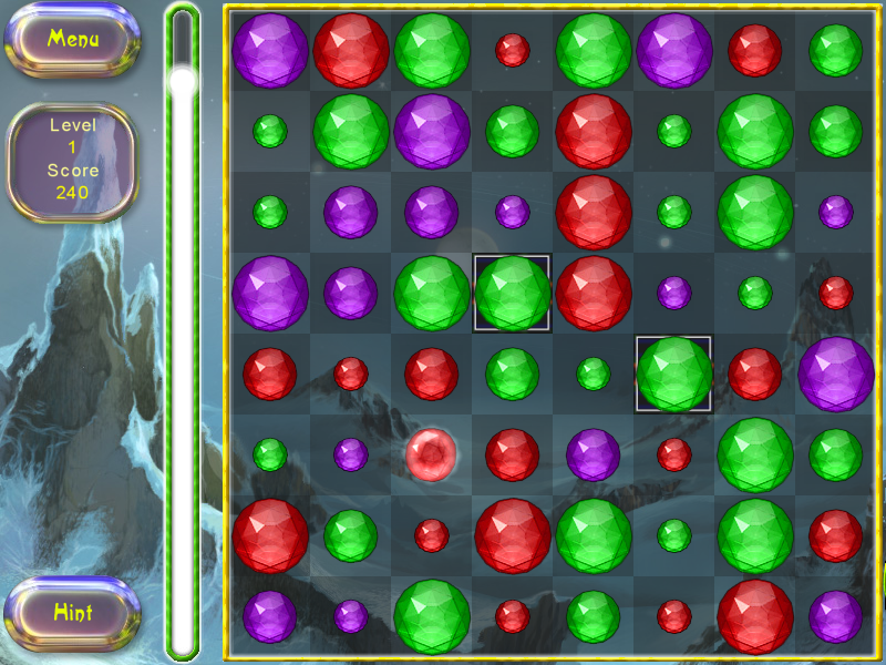 InSpheration (Windows) screenshot: In the puzzle mode the black squares have to be removed within a number of moves