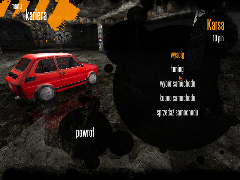 Bambino Rally 3 (Windows) screenshot: Car menu