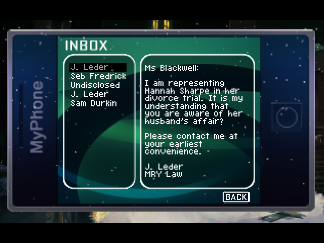 The Blackwell Epiphany (Windows) screenshot: It allows to read mails...