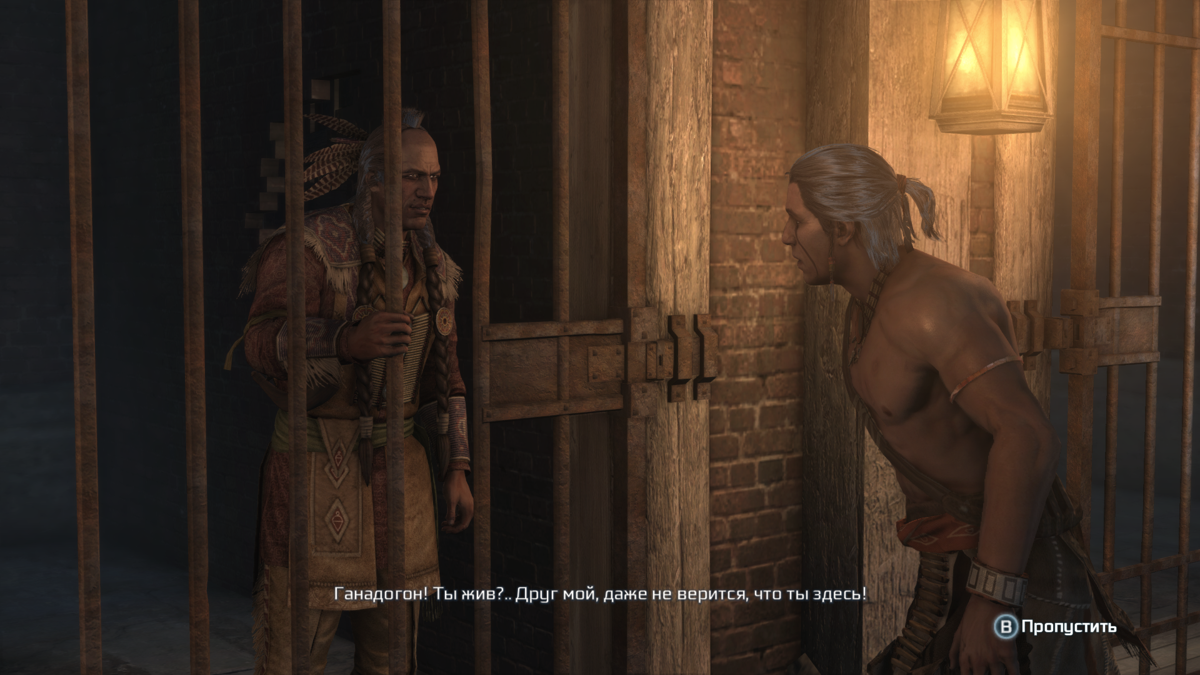 Assassin's Creed III: The Tyranny of King Washington - The Betrayal (Windows) screenshot: Old friend Kanen'tó:kon is alive as well