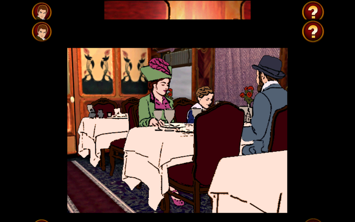 The Last Express: Gold Edition (Windows) screenshot: Mme Boutarel, and her hat's feather