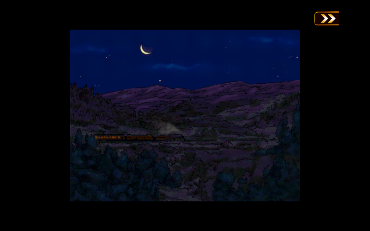 The Last Express: Gold Edition (Windows) screenshot: It's night. The train goes. The moon gazes on everything