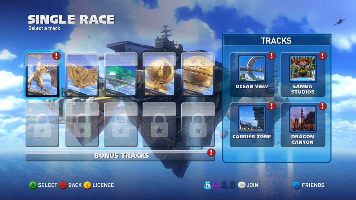Sonic & All-Stars Racing: Transformed (Windows) screenshot: Single Race - Select a track