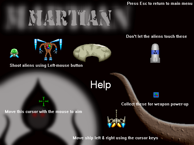 Martian (Windows) screenshot: How to play the game.