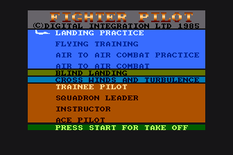 Fighter Pilot (Atari 8-bit) screenshot: Main Menu