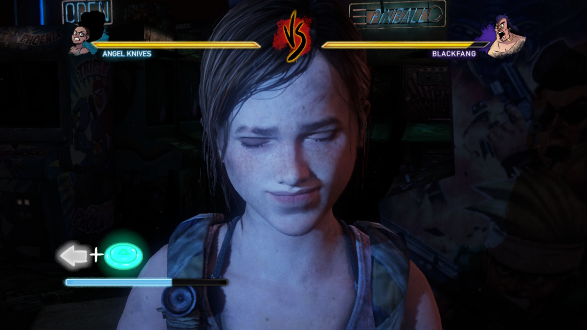 The Last of Us: Left Behind (PlayStation 3) screenshot: Ellie gets to play an arcade fighting game... in her imagination