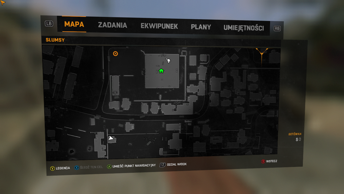 Dying Light (Windows) screenshot: Map menu (Polish version)