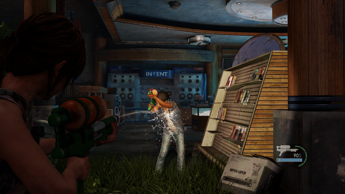 The Last of Us: Left Behind (PlayStation 3) screenshot: Water gun duel