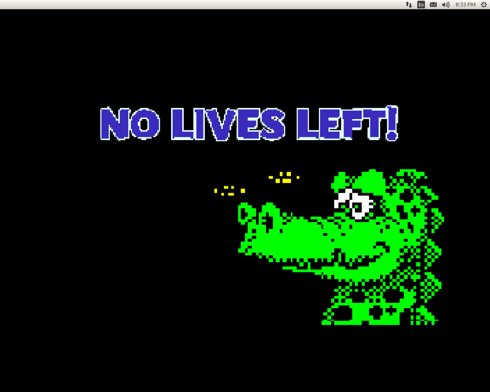 Slightly Magic (Linux) screenshot: I lost all my lives. Game over.
