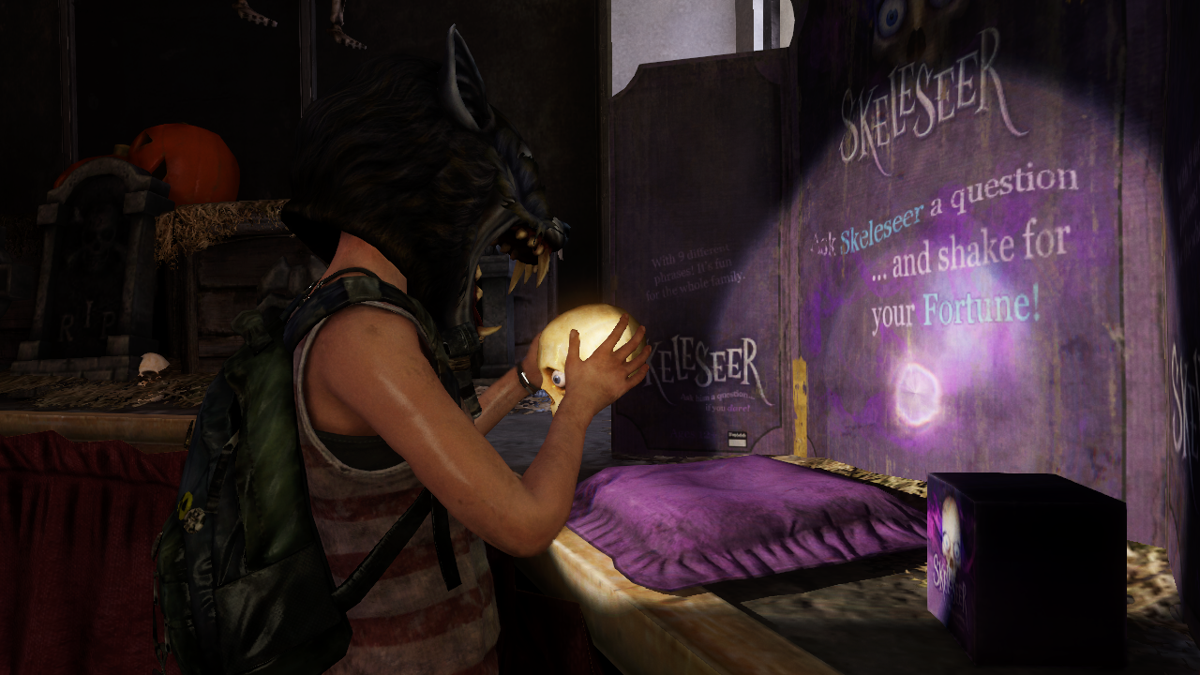 The Last of Us: Left Behind (PlayStation 3) screenshot: Ellie (in wolf's mask) wants to know the future