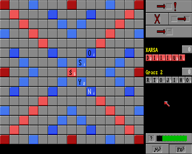Skarabeusz (Amiga) screenshot: Placing the letters on board