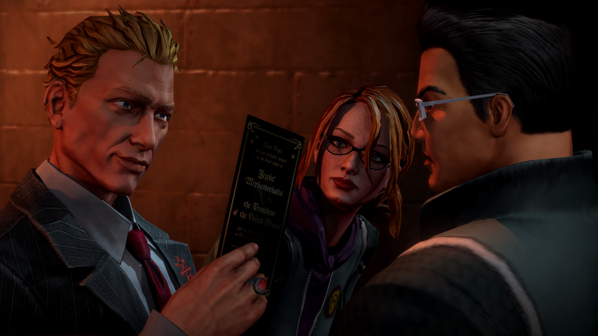 Saints Row: Gat Out of Hell (Windows) screenshot: Dane Vogel is our trusty adviser