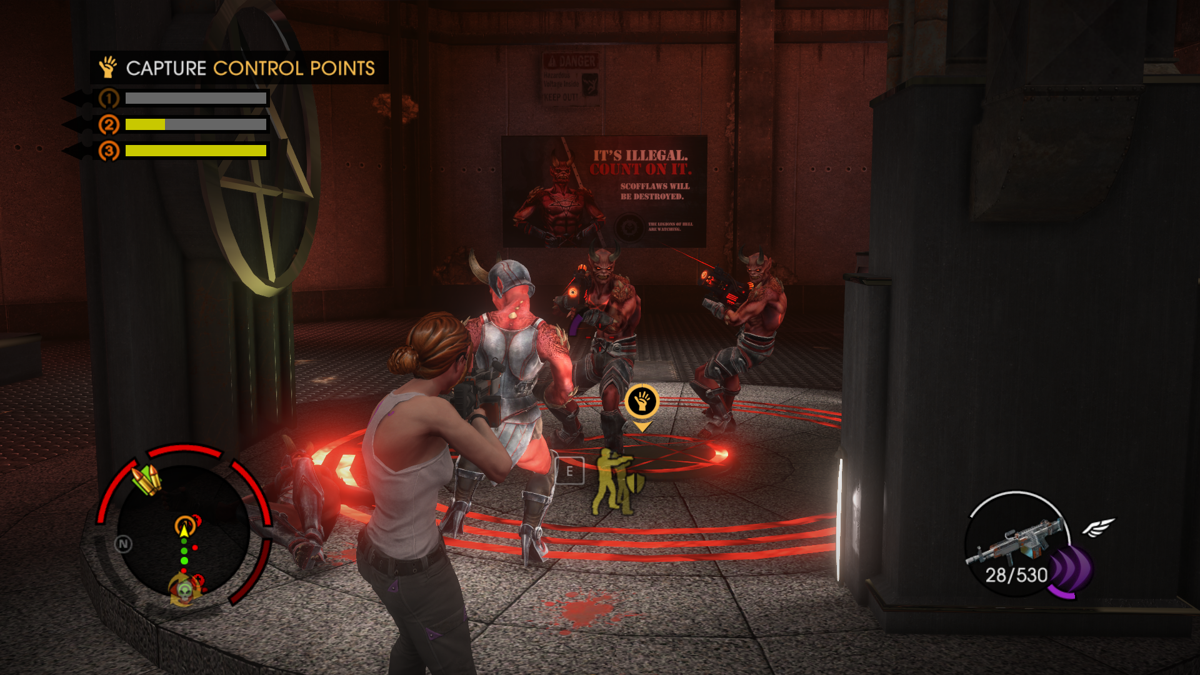 Saints Row: Gat Out of Hell (Windows) screenshot: Taking over factories by conquering checkpoints