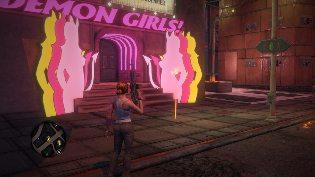 Saints Row: Gat Out of Hell (Windows) screenshot: There are also commentary nodes (Gat or Kinzie comment on the scenery) and audio tomes (the other characters talk about stuff) to find