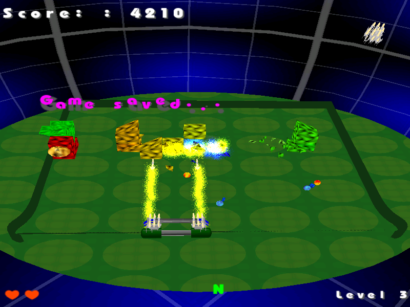 Magic Ball (Windows) screenshot: Level 3: rockets to the paddle