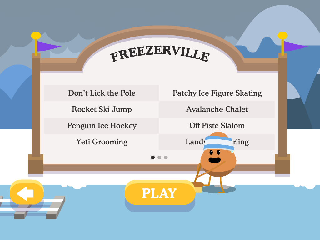 Dumb Ways to Die 2: The Games (iPad) screenshot: Welcome to Freezerville