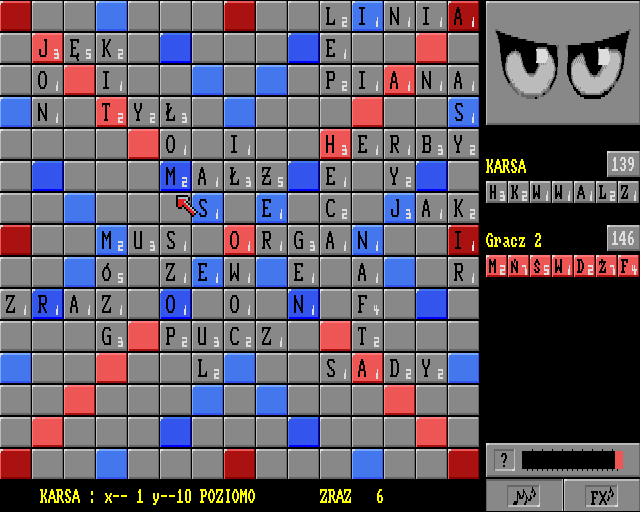 Skarabeusz (Amiga) screenshot: Letters container almost empty