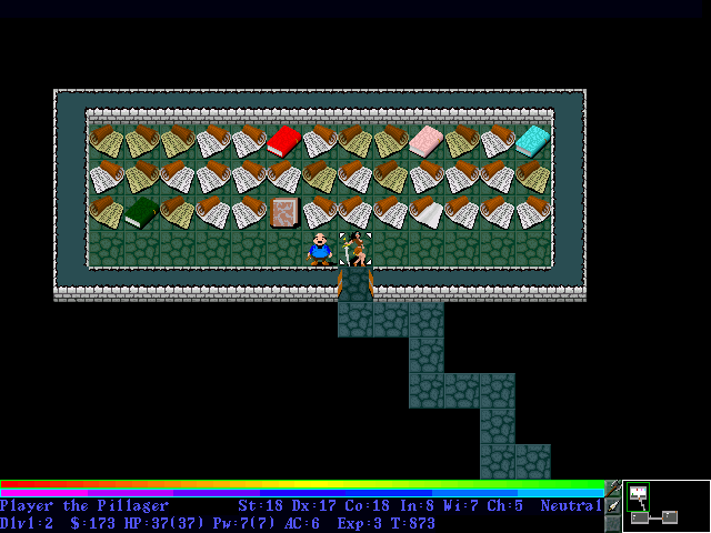 AllegroHack (DOS) screenshot: A book shop.