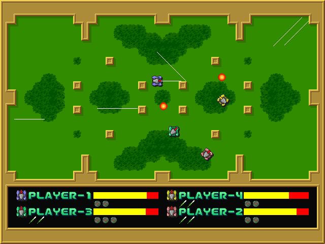 Harmful Park (PlayStation) screenshot: Tank battle.