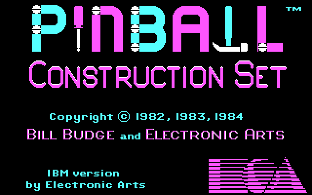 Pinball Construction Set (PC Booter) screenshot: Title Screen (Original release in 1984)