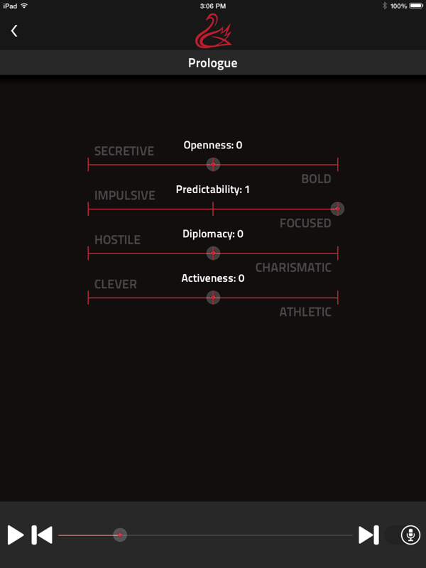 Codename Cygnus (iPad) screenshot: My stats so far.