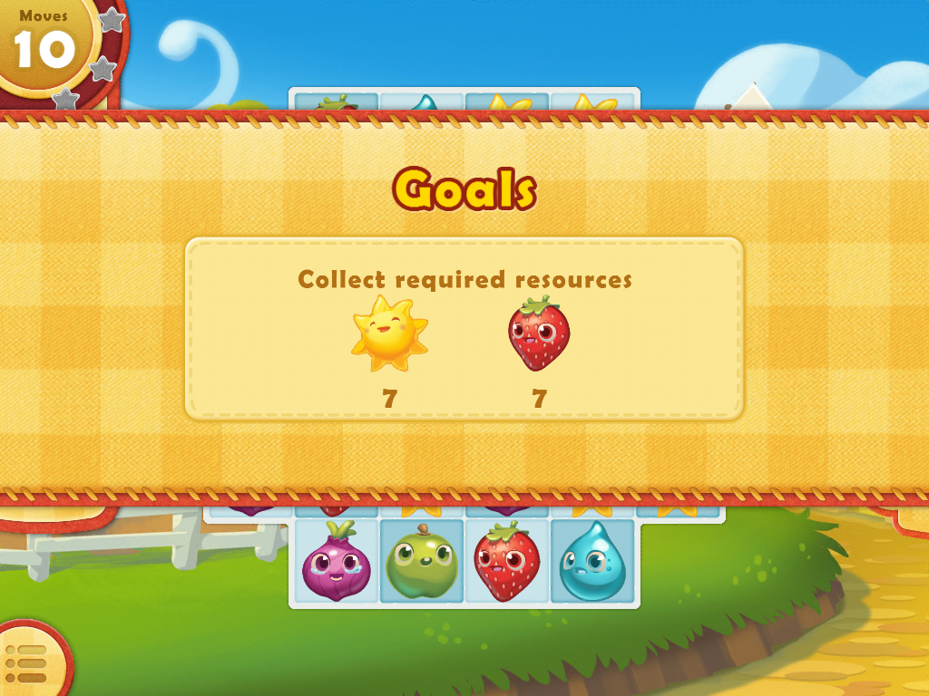 Farm Heroes Saga (iPad) screenshot: The goal for level 2