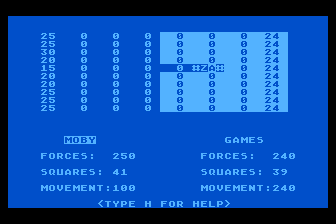 Battlefield (Atari 8-bit) screenshot: Taking an Enemy Square