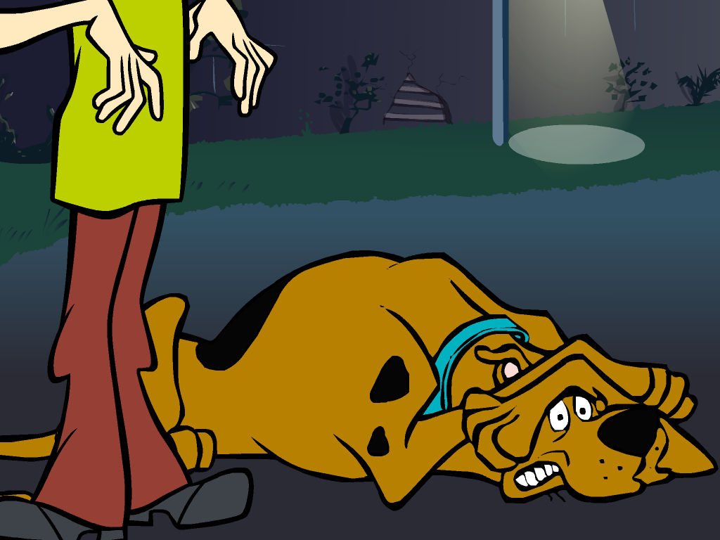 Scooby-Doo!: Case File #3 - Frights! Camera! Mystery! (Windows) screenshot: Frightened Scooby