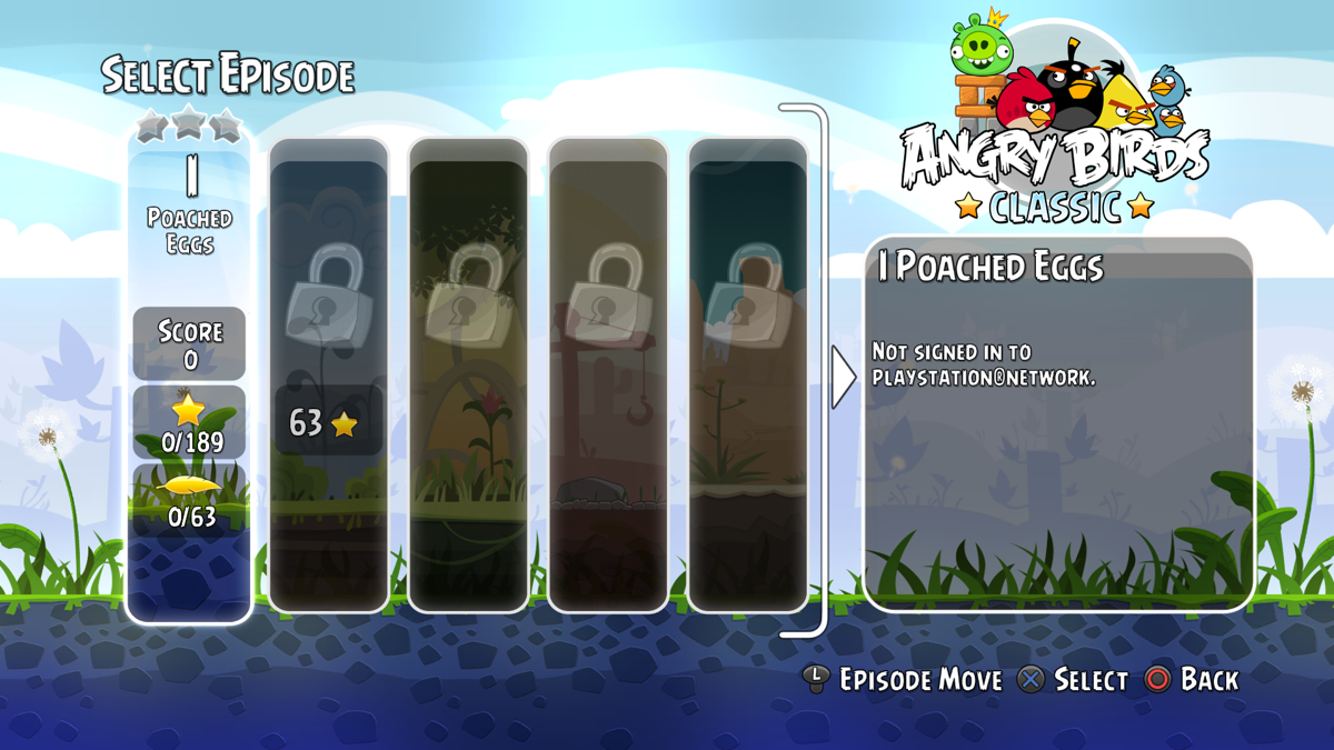 Angry Birds Trilogy (PlayStation 3) screenshot: Angry Birds Classic - selecting episode