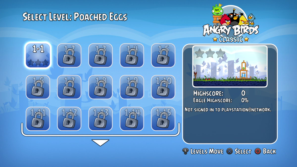 Angry Birds Trilogy (PlayStation 3) screenshot: Angry Birds Classic - selecting level