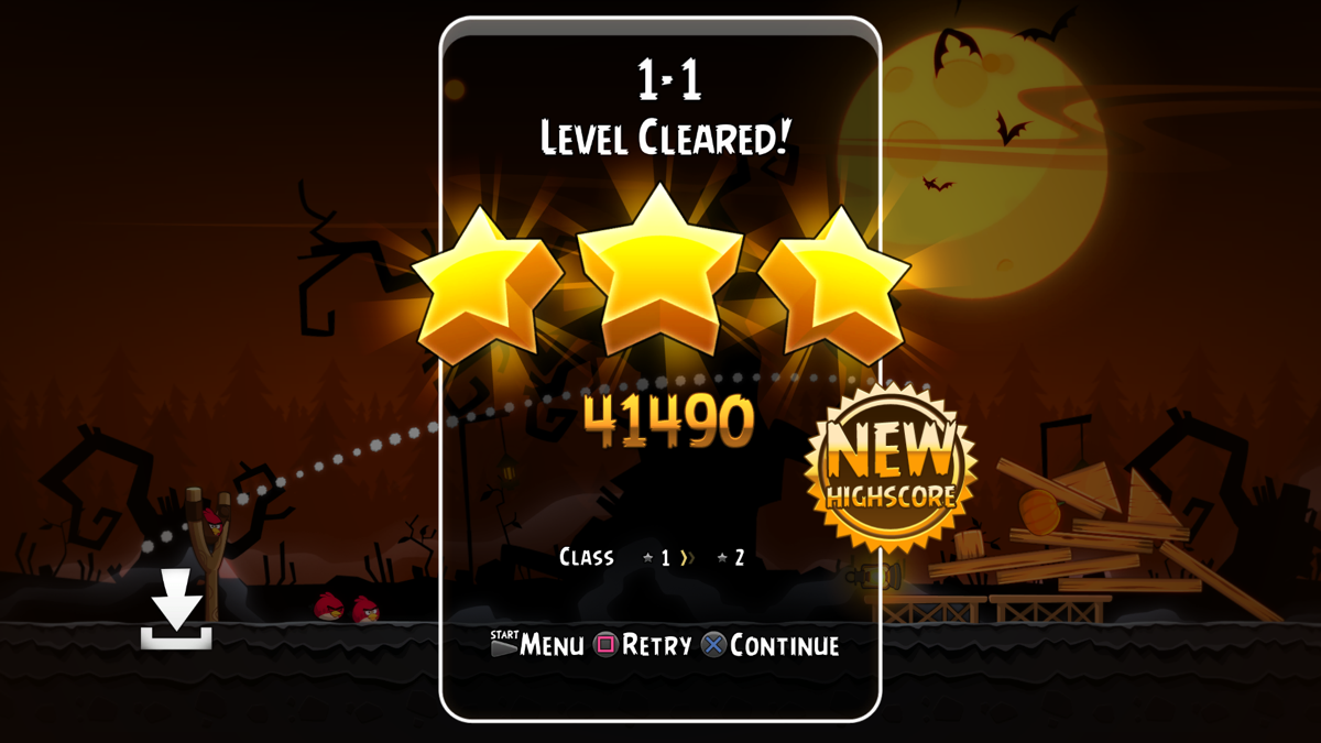 Angry Birds Trilogy (PlayStation 3) screenshot: Angry Birds Seasons - 3 stars and new highscore
