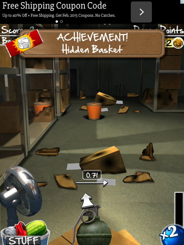 Paper Toss 2.0 (iPad) screenshot: And I got that achievement.