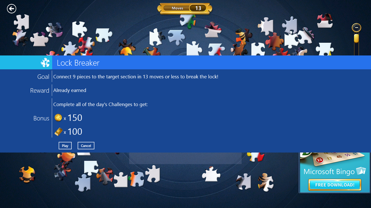 Screenshot of Microsoft Jigsaw (Windows Apps, 2014) MobyGames
