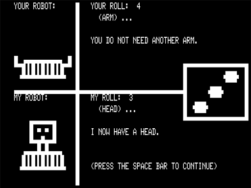 Robot Builder (TRS-80) screenshot: Too Many Arms
