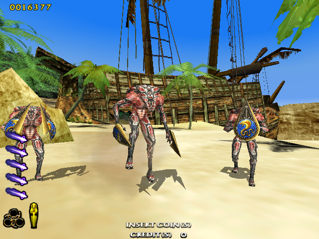 The Maze of the Kings (Arcade) screenshot: A stranded ship
