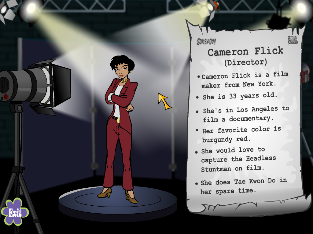 Scooby-Doo!: Case File #3 - Frights! Camera! Mystery! (Windows) screenshot: Cameron Flick profile