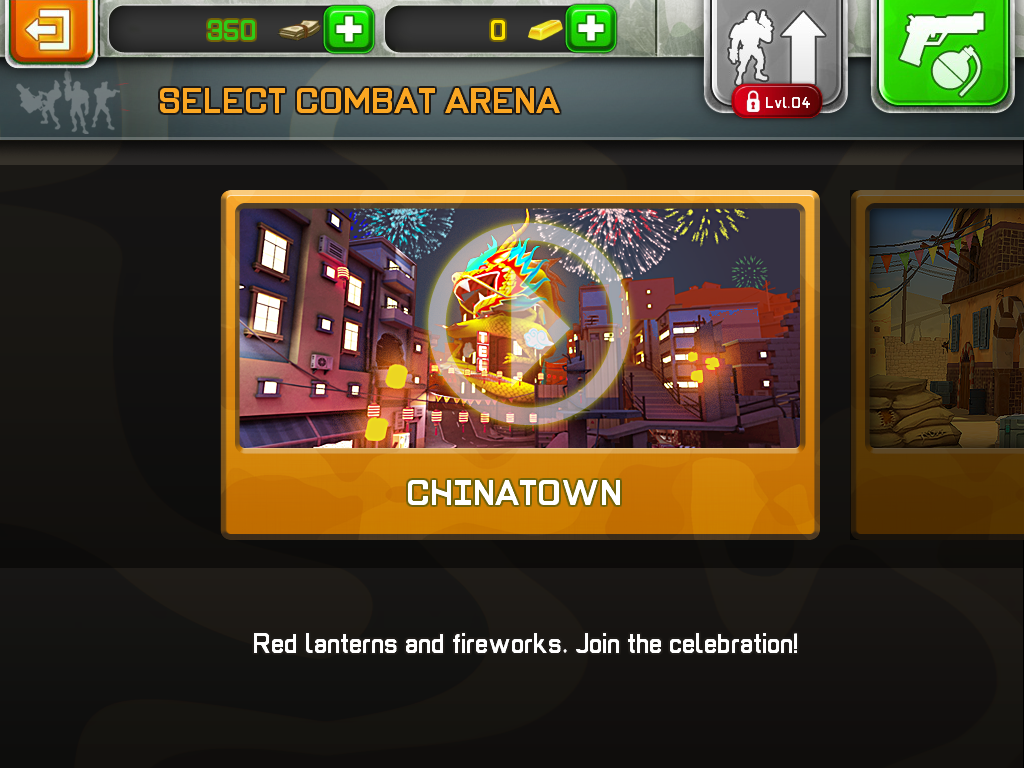 The Respawnables (iPad) screenshot: Starting a mission. Select your combat area.