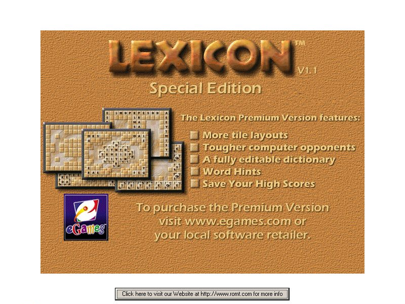 Lexicon Word Challenge (Windows) screenshot: When the player exits Lexicon SE they are shown the additional features that are available in the full retail version