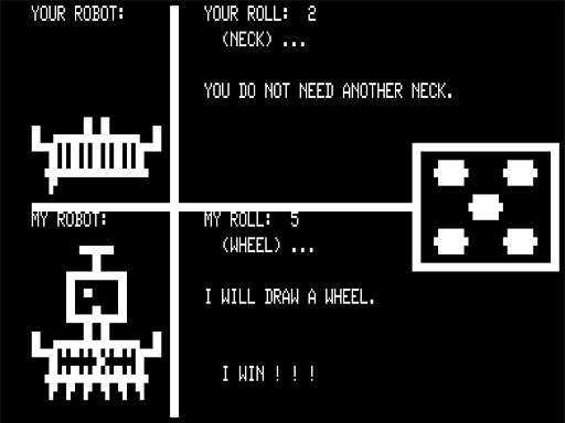 Robot Builder (TRS-80) screenshot: Player 2 Wins