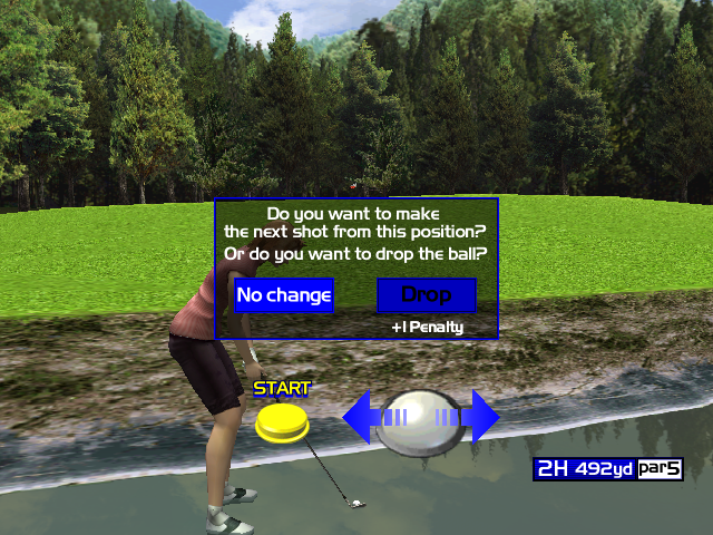 Virtua Golf (Arcade) screenshot: Drop the ball or not