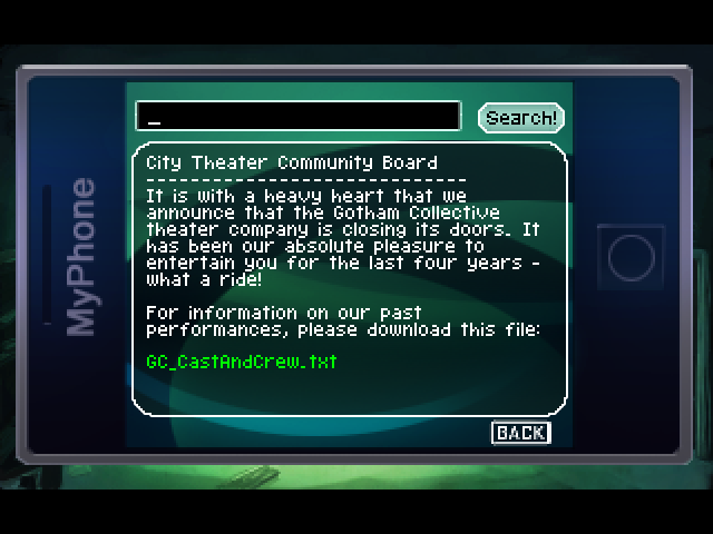 The Blackwell Epiphany (Windows) screenshot: ...and use the information to search the internet
