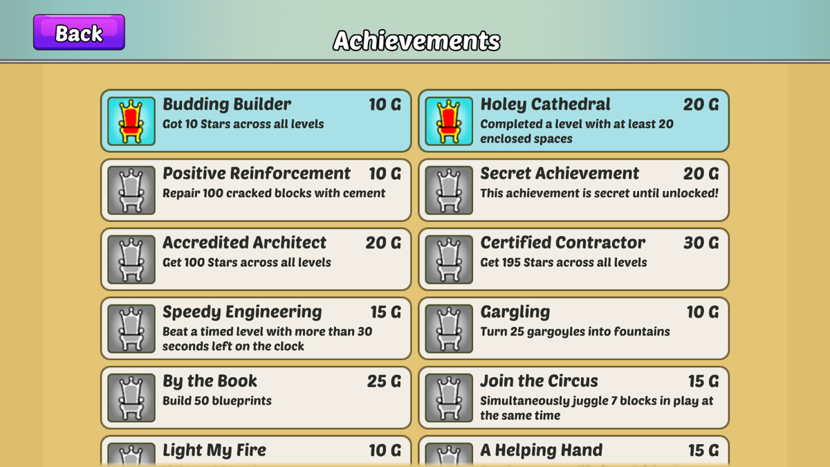 Throne Together (Windows Apps) screenshot: Achievements