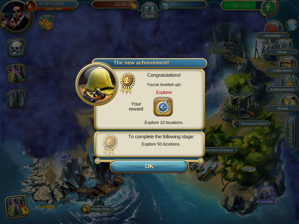 Found: A Hidden Object Adventure (iPad) screenshot: I gained an achievement.