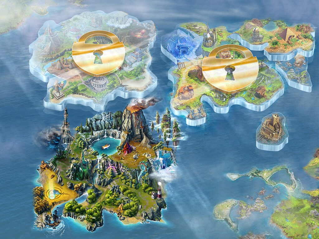 Found: A Hidden Object Adventure (iPad) screenshot: The map of the islands