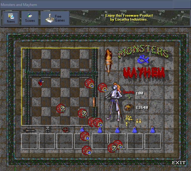 Monsters & Mayhem (Windows) screenshot: Some curse tiles are really cursed. This one takes all your power-ups.