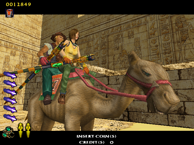 The Maze of the Kings (Arcade) screenshot: Time for some camel riding